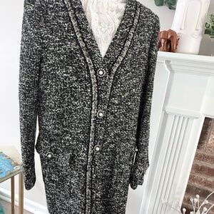 Mango Black and White Tweed Cardigan